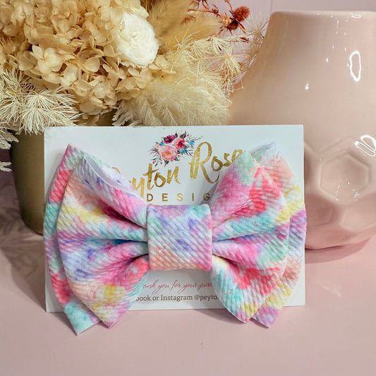 Rosie Fabric Bow - Pastel Watercolours