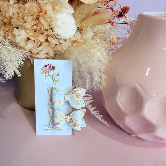 Betty Bows - Yellow floral Piggy Tail Clips