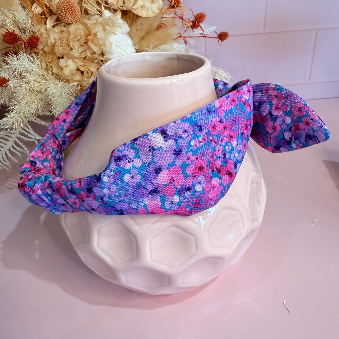 Top Knot - Purple & Pink Floral