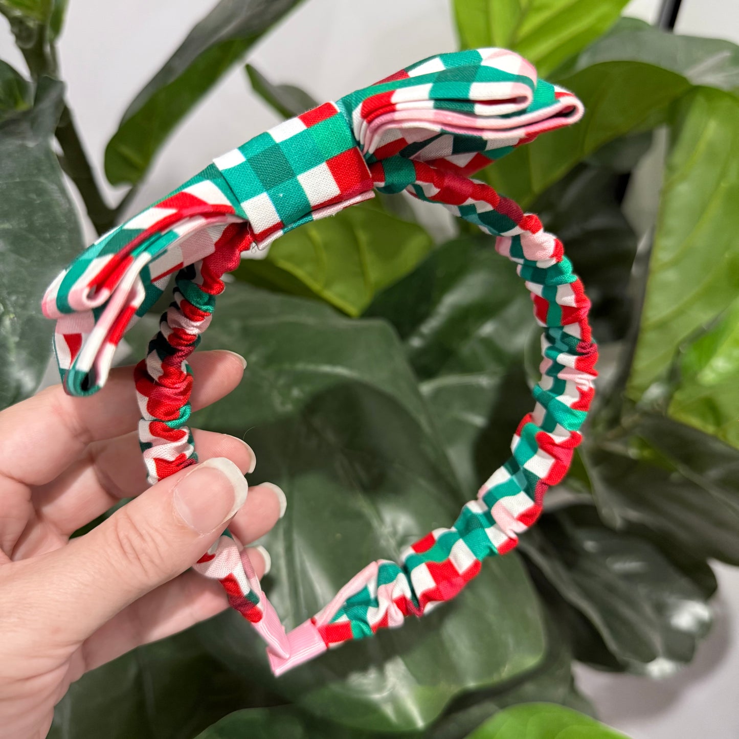 Christmas Headband - Christmas Gingham