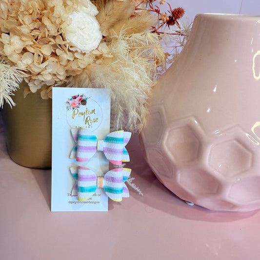 Betty Bows - Rainbow Stripe Piggy Tail Clips