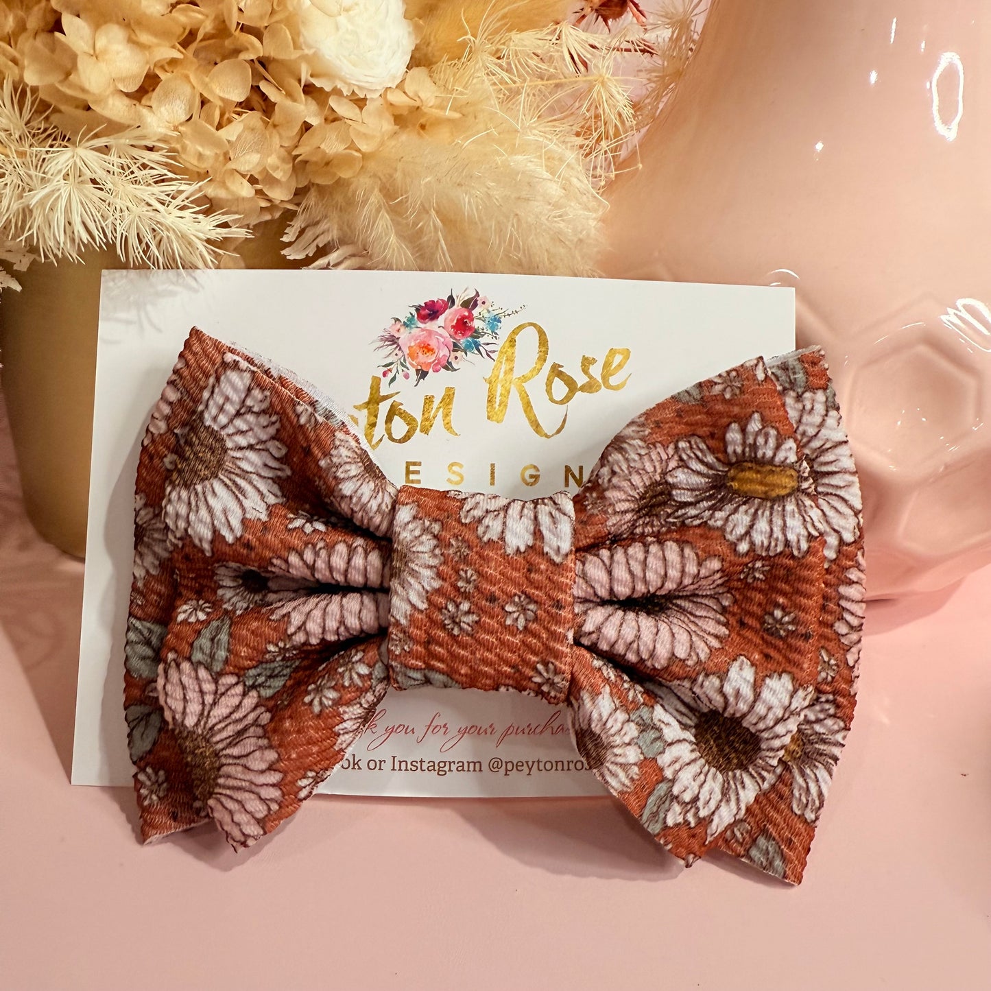 Rosie Fabric Bow - Rusty Floral