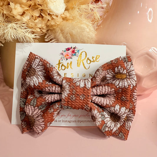 Rosie Fabric Bow - Rusty Floral