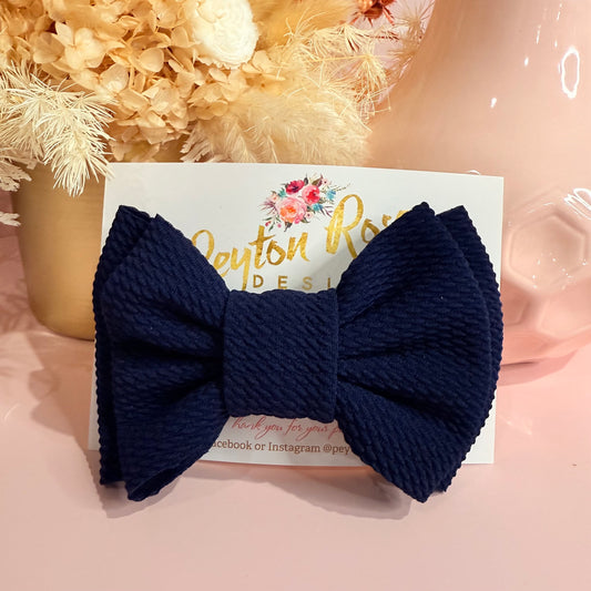 Rosie Fabric Bow - Navy