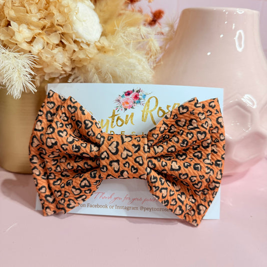 Rosie Fabric Bow - Leopard print