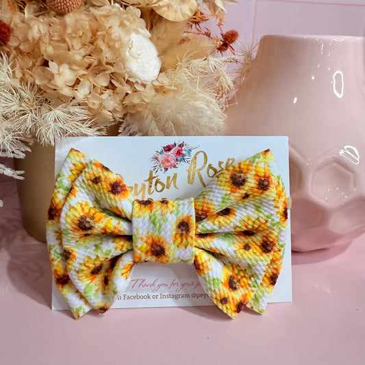Rosie Fabric Bow - Sunflowers