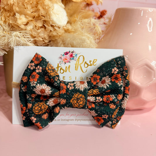Rosie Fabric Bow - Green Floral