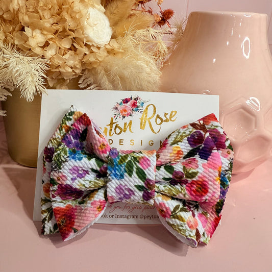 Rosie Fabric Bow - Bright Floral