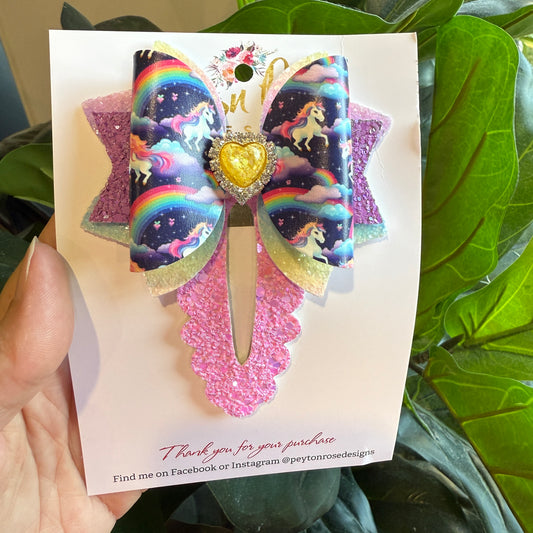 Snap Clip Bow - Unicorn