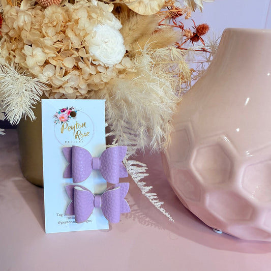 Betty Bows - Lilac litchi Piggy Tail Clips