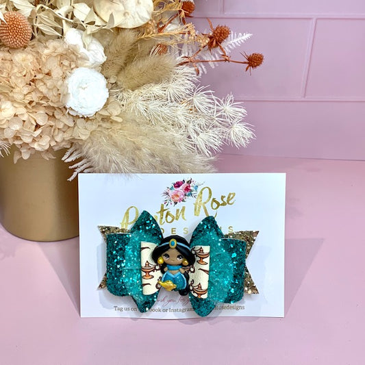 Deluxe Princess Bow - Green girl & Lamp themed