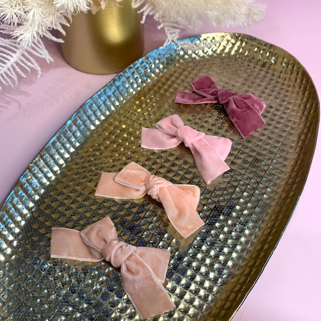 Ivy Bow - Velvet Ribbon - Pinks, Blush, Mauve