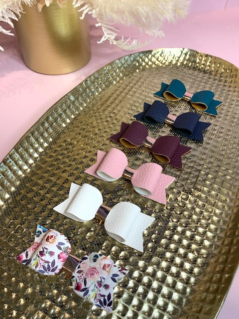 Ivy Bows - Rose Gold with Floral, White, Pink, Maroon, Navy & Teal