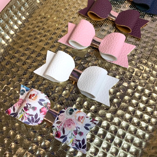 Ivy Bows - Rose Gold with Floral, White, Pink, Maroon, Navy & Teal