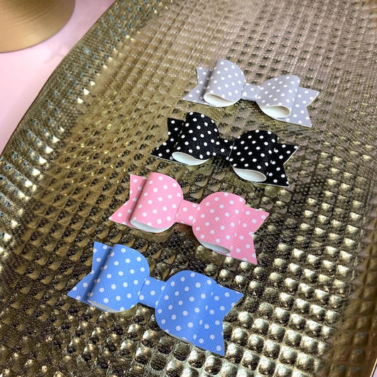 Ivy Bow - Spots - Blue, Pink, Black & Grey