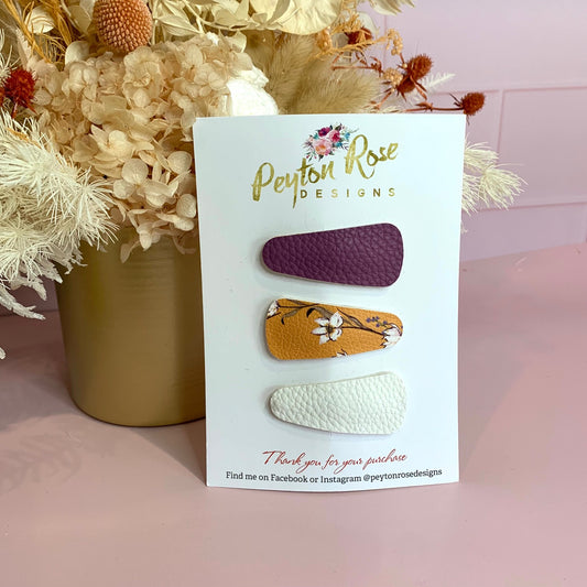 Snap Clip Set - Mustard Floral