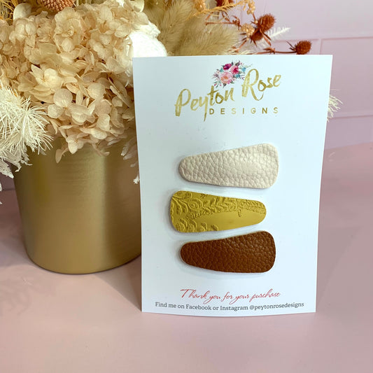 Snap Clip Set - Mustard & Browns