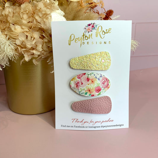 Snap Clip Set - Spring Pink Florals