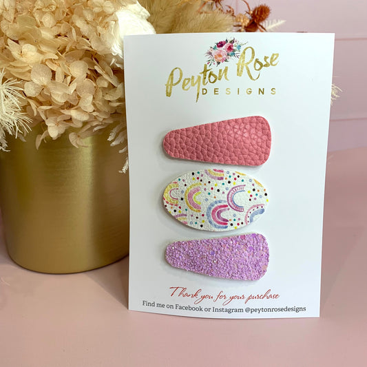Snap Clip Set - Pastel Rainbows
