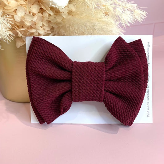 Rosie Fabric Bow - Wine / Maroon