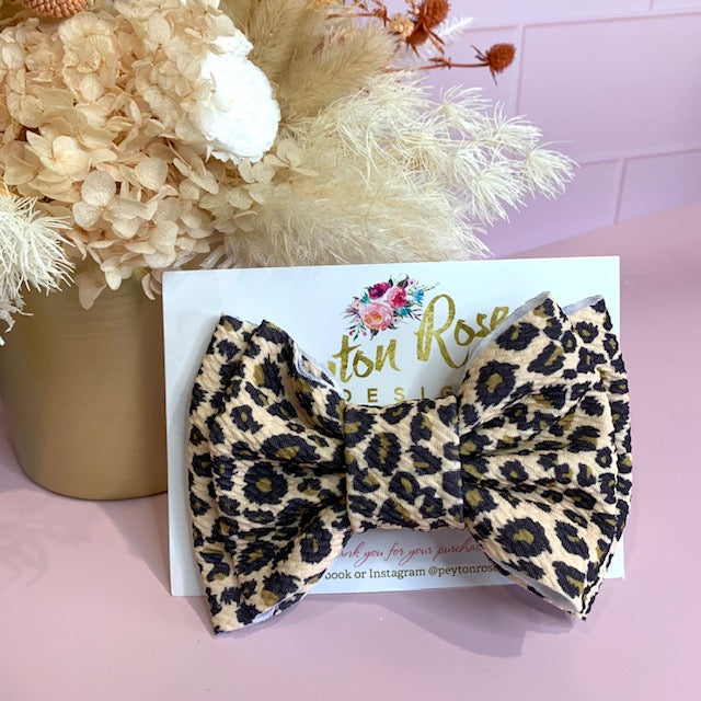 Rosie Fabric Bow - Leopard print