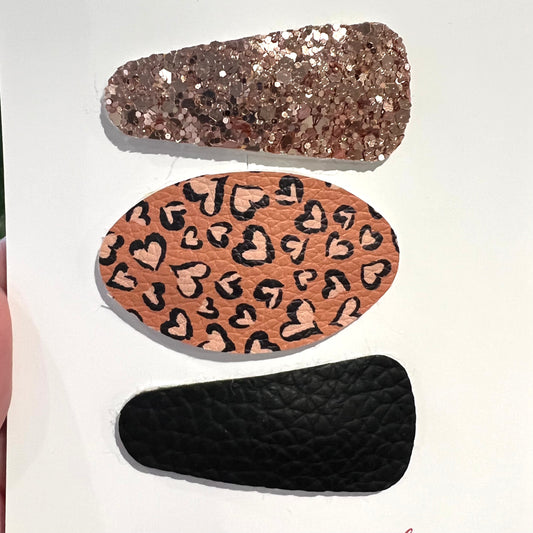 Snap Clip Set - Golden Leopard Print