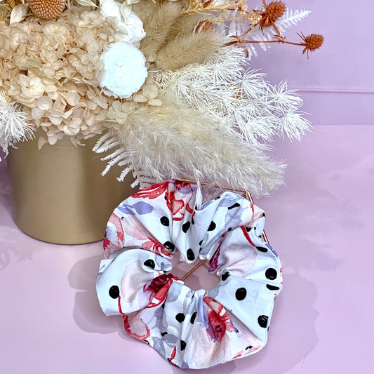 Scrunchie - Black & White Floral
