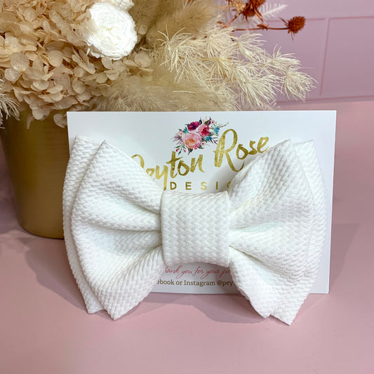 Rosie Fabric Bow - White